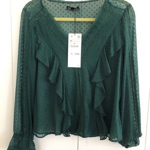 Zara Emerald Green Chiffon Blouse